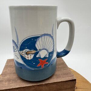 Otagari Seashells Starfish And Sand Dollars Large Embossed Mug large beach sea s